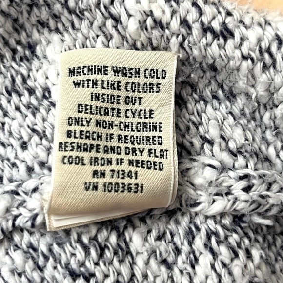 L.L.Bean 100% Cotton Chunky Knit Open Front Cardigan in Marled Grey White, Small - Picture 11 of 11